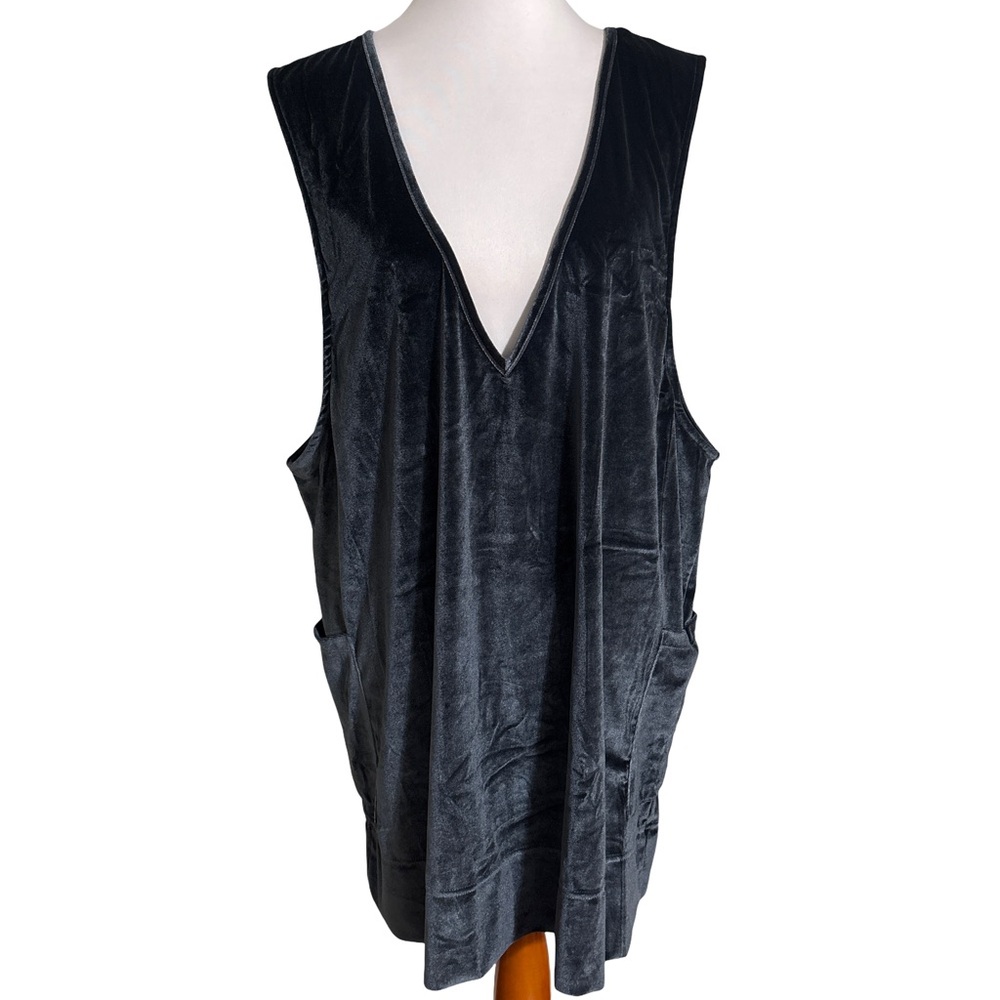 Agnes & Dora Slate Blue Gray Velvet Limitless Jumper Dress with Pockets